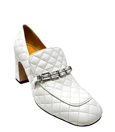 Madison Maison White Leather Quilted Loafer In 40