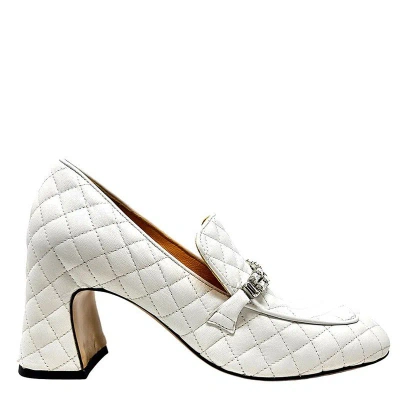 Madison Maison White Leather Quilted Loafer In 40