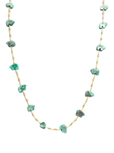Madison Malachite Bear Necklace In Red