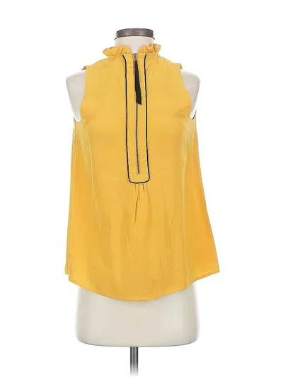 Pre-owned Madison Marcus Sleeveless Silk Top Yellow Halter Neckline Tops