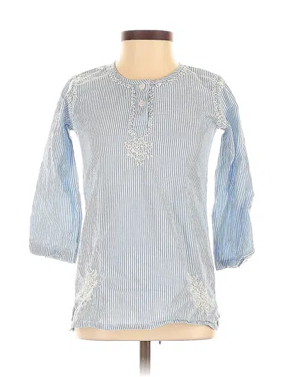 Pre-owned Madison Mathews 3/4 Sleeve Blouse In Blue