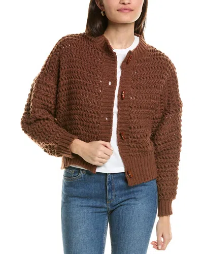 Madison Miles Chunky Cardigan In Brown