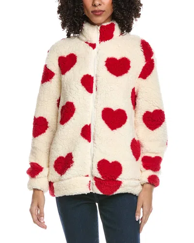 Madison Miles Fleece Zip Cardigan In Neutral
