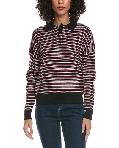 Madison Miles Knit Polo Shirt In Black