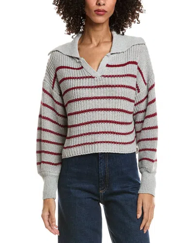 Madison Miles Knit Polo Sweater In Gray