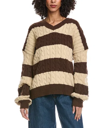 Madison Miles Knit Sweater In Tan