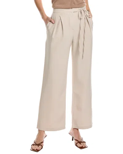 Madison Miles Pleated Straight Pant In Beige