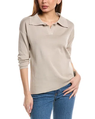 Madison Miles Polo Sweater In Beige