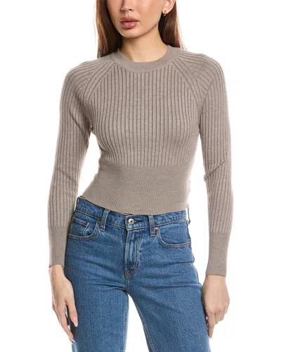 Madison Miles Ribbed Crop Sweater In Grey