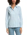 Madison Miles Stripe Button Shirt In Blue