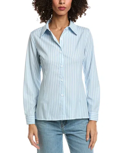 Madison Miles Stripe Button Shirt In Brown