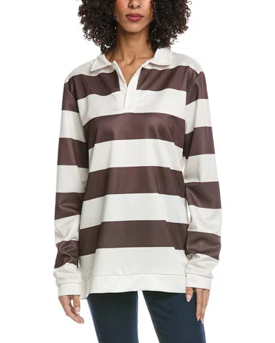 Madison Miles Stripe Polo Shirt In White