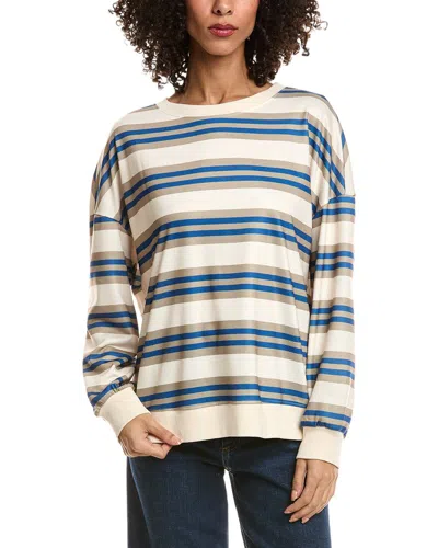 Madison Miles Stripe Sweatshirt In Tan
