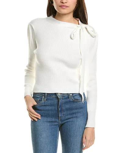 Madison Miles Tie Neck Pullover In White