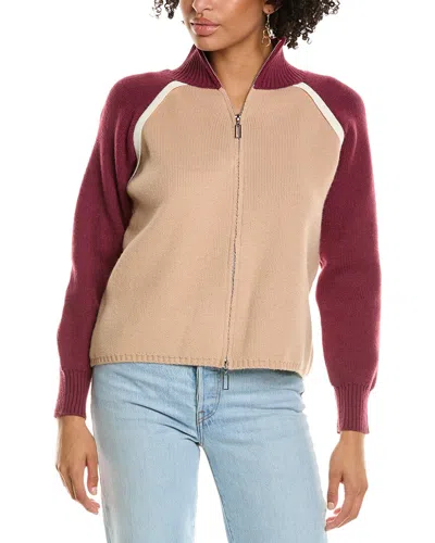 Madison Miles Zip Sweater In Red