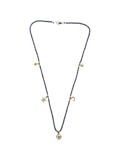 Madison Multi-charm Beaded Necklace In 블루