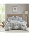 Madison Park 140 Thread Count Brielle Floral Printed Cotton Duvet Cover Set
