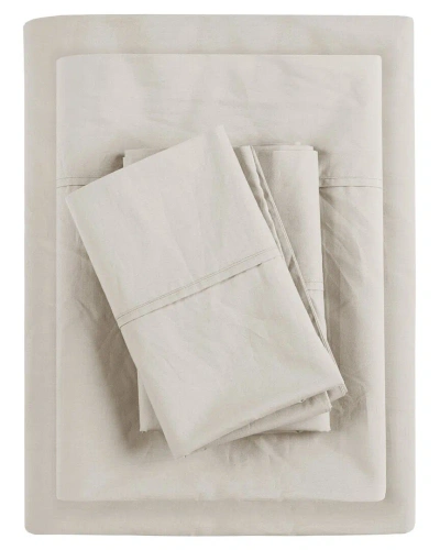 Madison Park 200 Thread Count Peached Percale Relaxed Cotton Sheet Set In Neutral