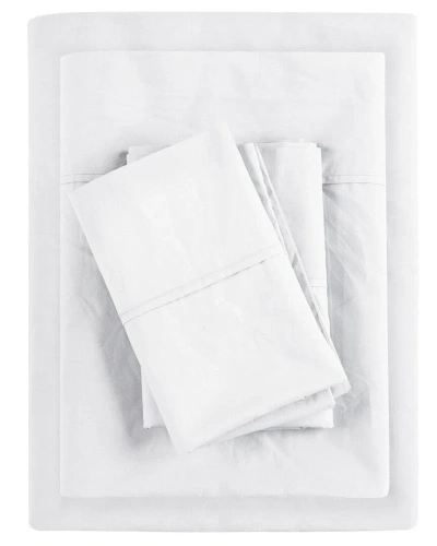 Madison Park 200 Thread Count Peached Percale Relaxed Cotton Sheet Set In White