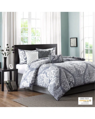 Madison Park 200 Thread Count Vienna Cotton Printed Comforter Set In Gray
