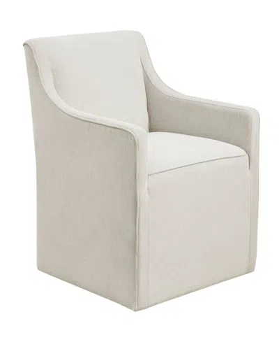 Madison Park 24.5" Wood Charlotte Wide Skirted Dining Chair With Casters In Cream