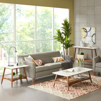 Madison Park 3-piece Mid Century Modern Living Room Table Set In  2-tone Finish In Pecan