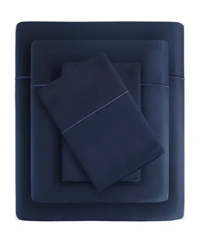 Madison Park 600 Thread Count Pima Cotton Sateen 7-pc. Sheet Set, Split King In Navy