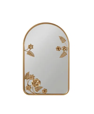 Madison Park Adaline 16" X 26" X 2" Arched Metal Floral Wall Mirror In Gold