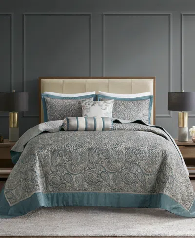 Madison Park Adeline Paisley Reversible Jacquard 5-pc. Bedspread Set, King In Teal
