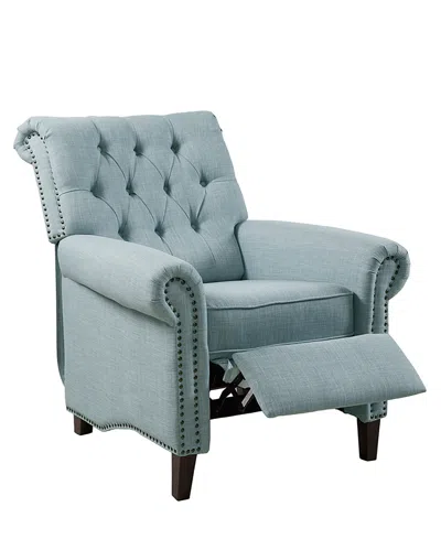 Madison Park Aidan 40.5" Fabric Upholstered Manual Push Back Recliner Chair In Blue