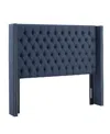 Madison Park Baldwin Navy Blue Fabric Tufted Adjustable Queen Headboard In Blue