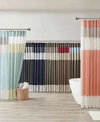 Madison Park Amherst Faux Silk Pieced Pintuck Design Shower Curtain In Coral