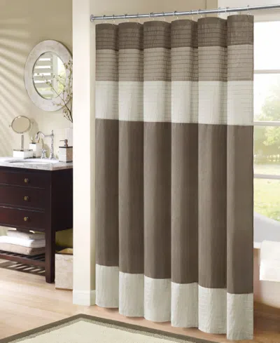 Madison Park Amherst Faux Silk Shower Curtain, 72" X 84" In Brown