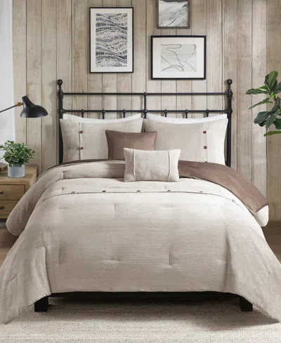 Madison Park Andes 5 Piece Corduroy Comforter Set, Full/queen In Tan