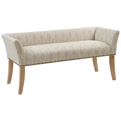 Madison Park Antonio 49 1/2" Wide Taupe Fabric Banquette Accent Bench In White