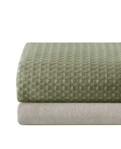 Madison Park Arbor Waffle Shower Curtain, 72" X 72" In Green