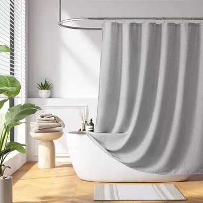 Madison Park Arbor Waffle Shower Curtain In Gray