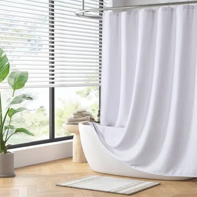 Madison Park Arbor Waffle Shower Curtain In White