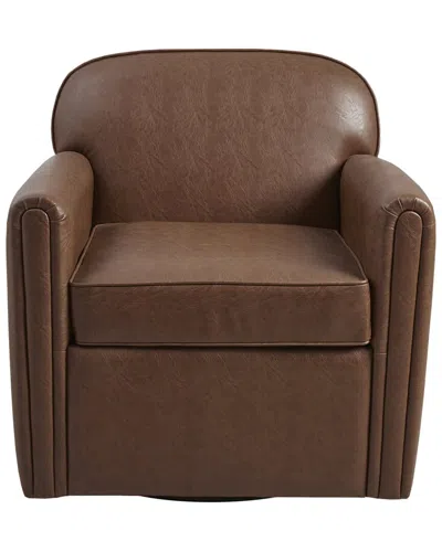 Madison Park Archer Faux Leather 360 Degree Swivel Arm Chair In Brown