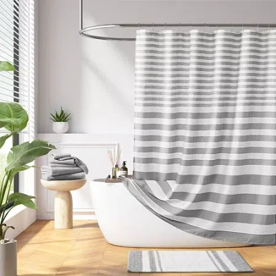 Madison Park Ariana Ombre Waffle Shower Curtain In Gray