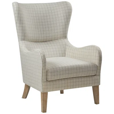 Madison Park Arianna White Linen Swoop Wing Chair
