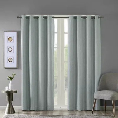 Madison Park Arlie Grommet Top Energy Saving Blackout Single Curtain Panel In Blue