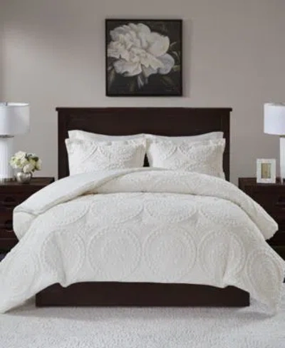 Madison Park Arya Embroidered Medallion Faux Fur Comforter Sets In Ivory