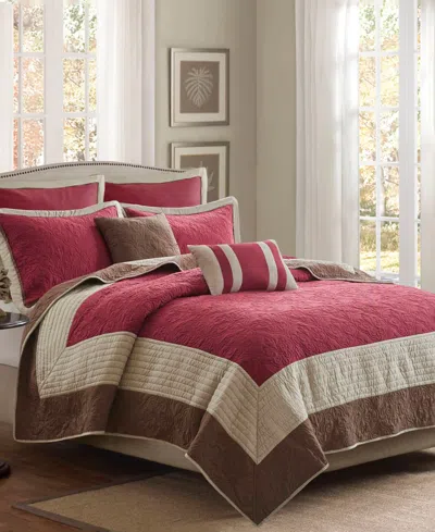 Madison Park Attingham 7-pc. Quilt Set, Full/queen In Red
