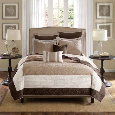 Madison Park Attingham Beige Pieced Full/queen 7-piece Coverlet Set