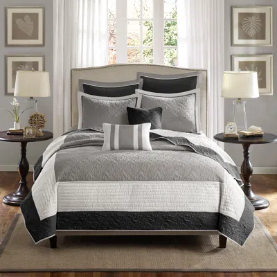 Madison Park Attingham Black Pieced Full/queen 7-piece Coverlet Set