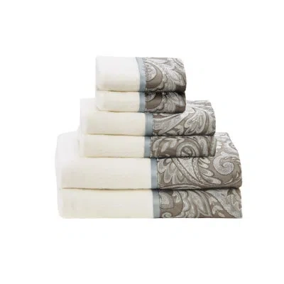 Madison Park Aubrey 100% Cotton 6 Piece Quick Dry Cotton Towel Set In Blue,brown