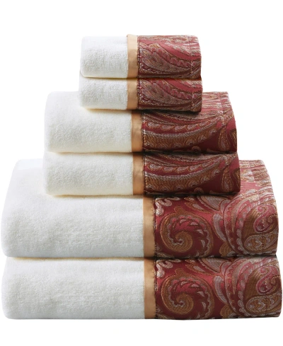 Madison Park Aubrey 6-pc Jacquard Towel Set In Burgundy