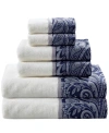 Madison Park Aubrey 6-pc Jacquard Towel Set In Navy