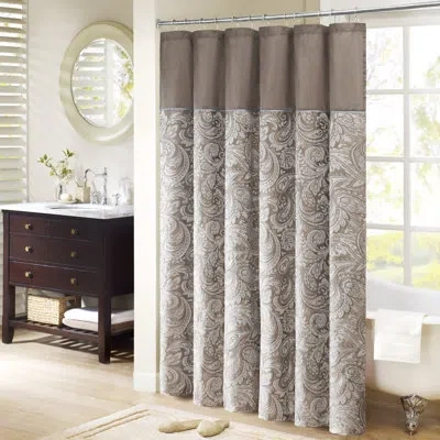 Madison Park Aubrey Paisley Jacquard Shower Curtain In Blue,brown